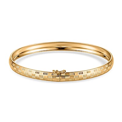 Luxoro Texture Bangle Bracelet in 10K Yellow Gold (7.25 In) 3.75 Grams