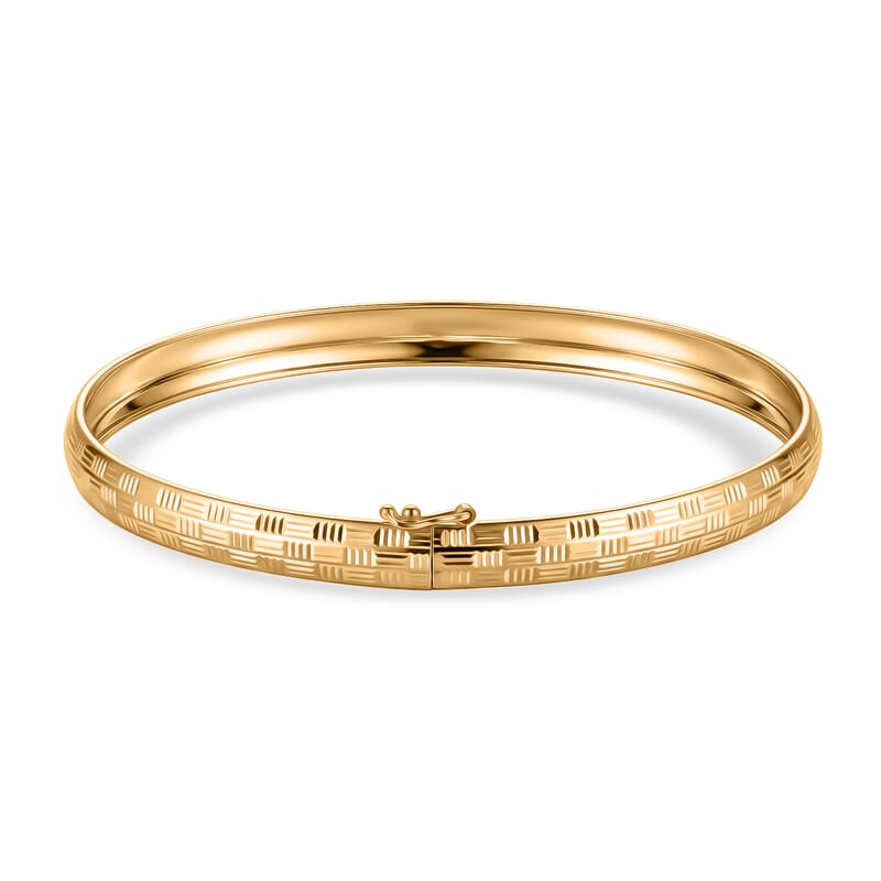 Luxoro Texture Bangle Bracelet in 10K Yellow Gold (7.25 In) 3.75 Grams