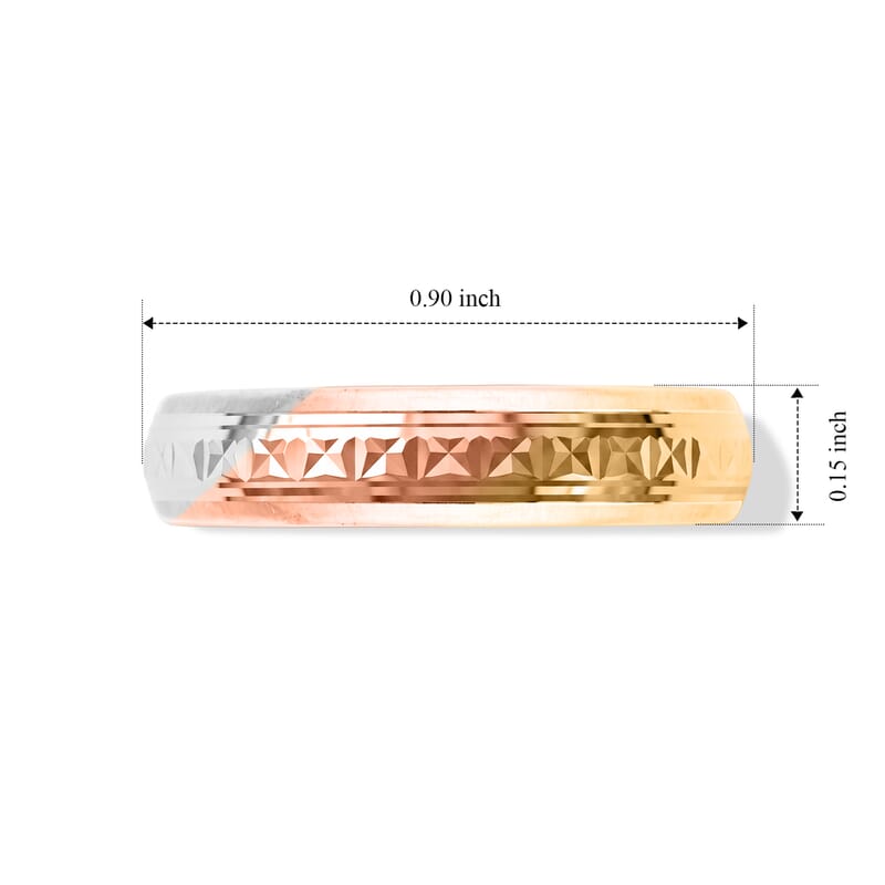 Diamond-cut Band Ring in 10K Yellow, White and Rose Gold (Size 5.0) 1 Grams