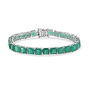 EverTrue Asscher Cut Verde Onyx 24.10 ctw Tennis Bracelet in Platinum Bond (7.25 In)