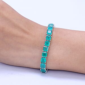 EverTrue Asscher Cut Verde Onyx 24.10 ctw Tennis Bracelet in Platinum Bond (7.25 In)