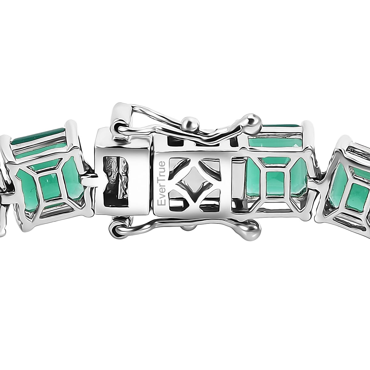 EverTrue Asscher Cut Verde Onyx 24.10 ctw Tennis Bracelet in Platinum Bond (7.25 In) image number 3
