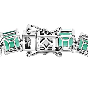 EverTrue Asscher Cut Verde Onyx 24.10 ctw Tennis Bracelet in Platinum Bond (7.25 In)