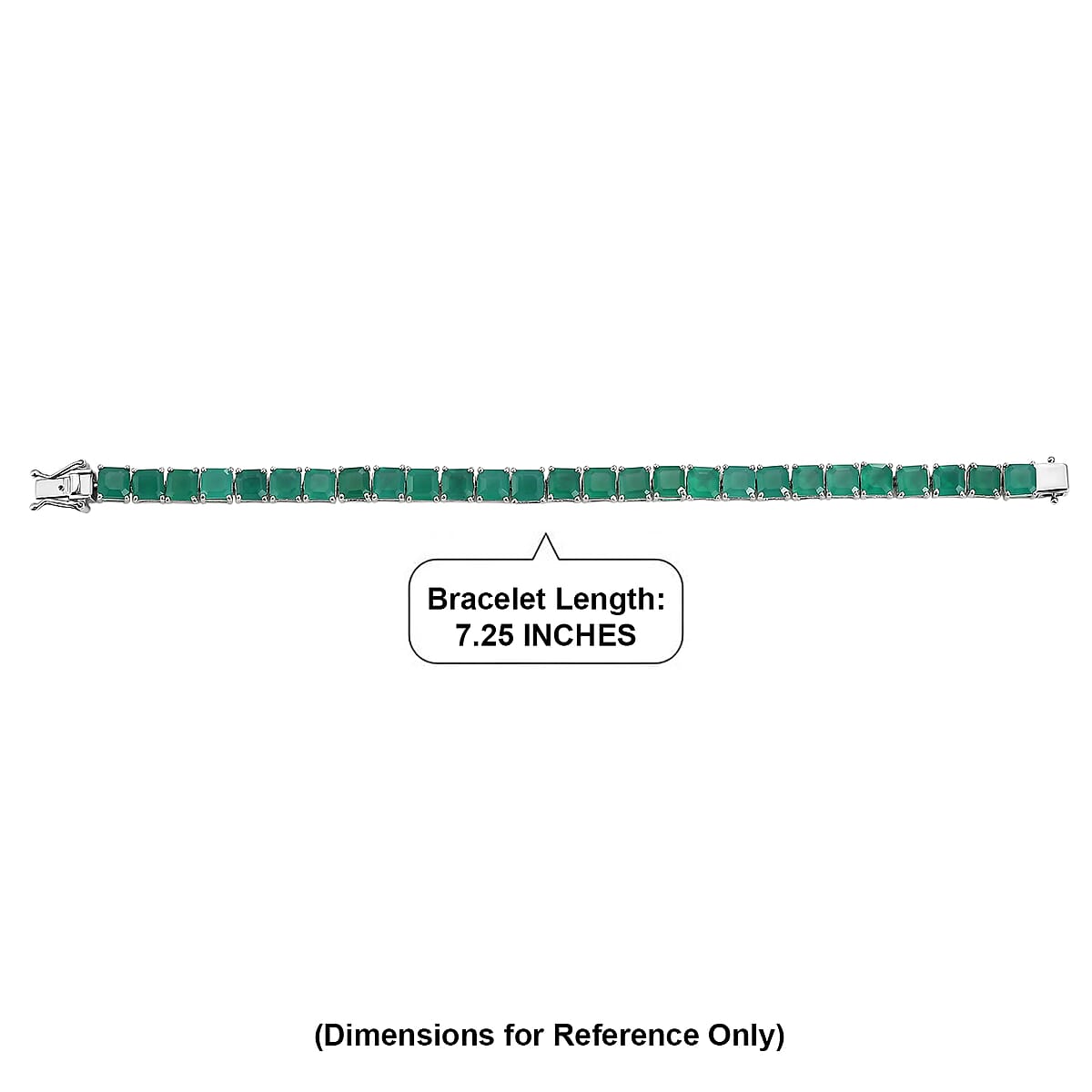 EverTrue Asscher Cut Verde Onyx 24.10 ctw Tennis Bracelet in Platinum Bond (7.25 In) image number 4