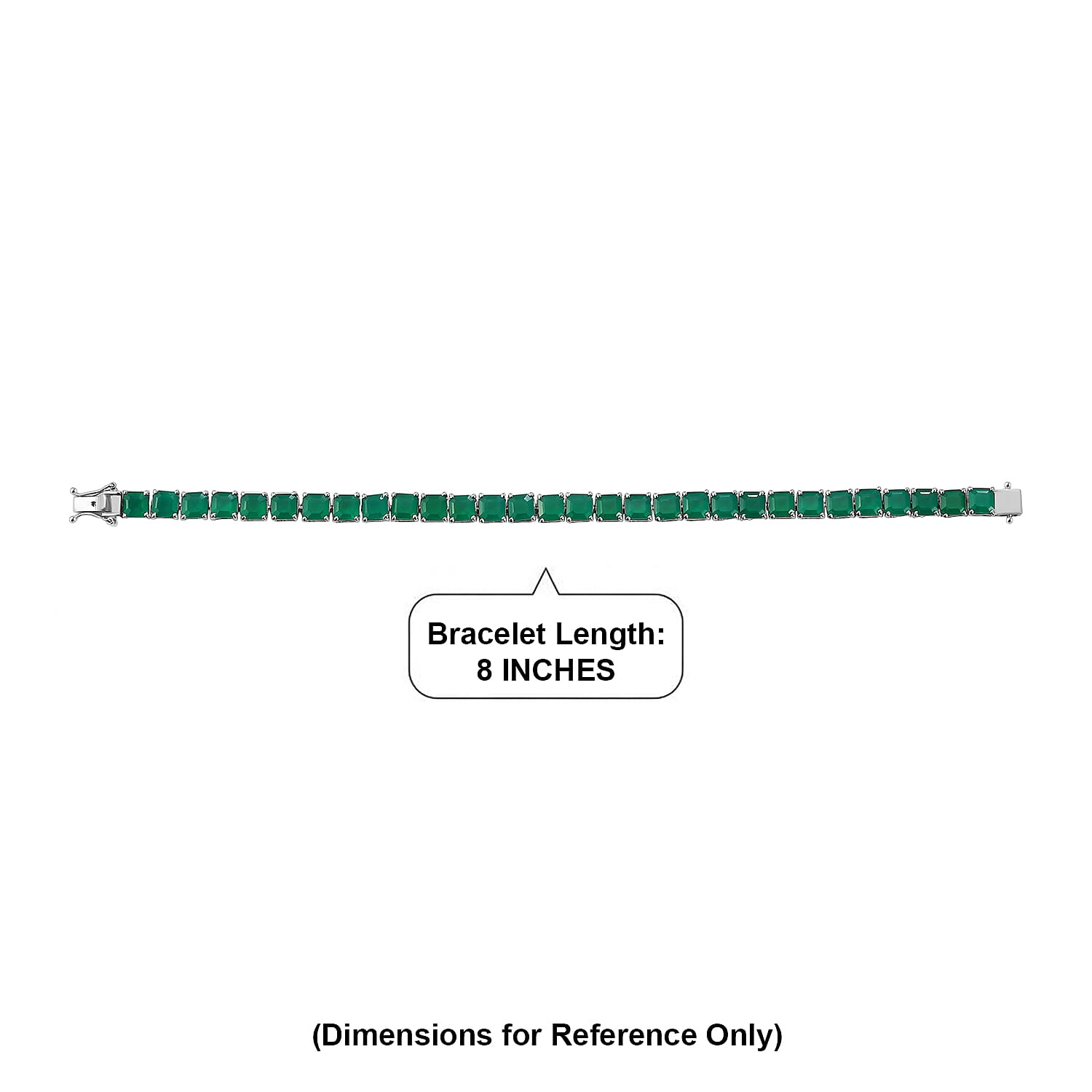 EverTrue Asscher Cut Verde Onyx 31.20 ctw Garden Path Bracelet in Platinum Bond (8.00 In)