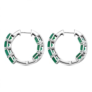 EverTrue Asscher Cut Verde Onyx 12.50 ctw Hoop Earrings in Platinum Bond
