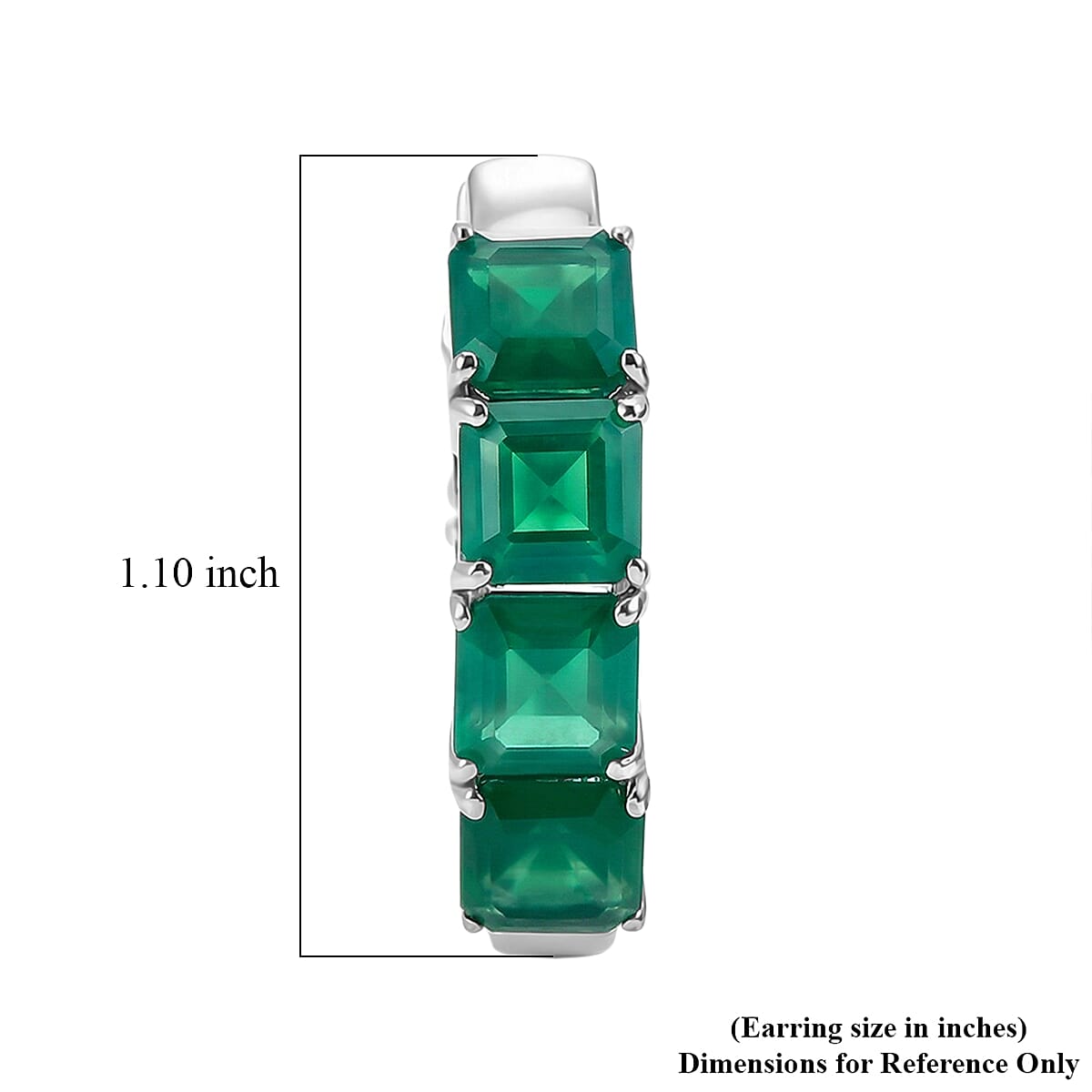 EverTrue Asscher Cut Verde Onyx 12.50 ctw Garden Path Hoop Earrings in Platinum Bond