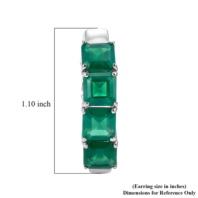 EverTrue Asscher Cut Verde Onyx 12.50 ctw Garden Path Hoop Earrings in Platinum Bond