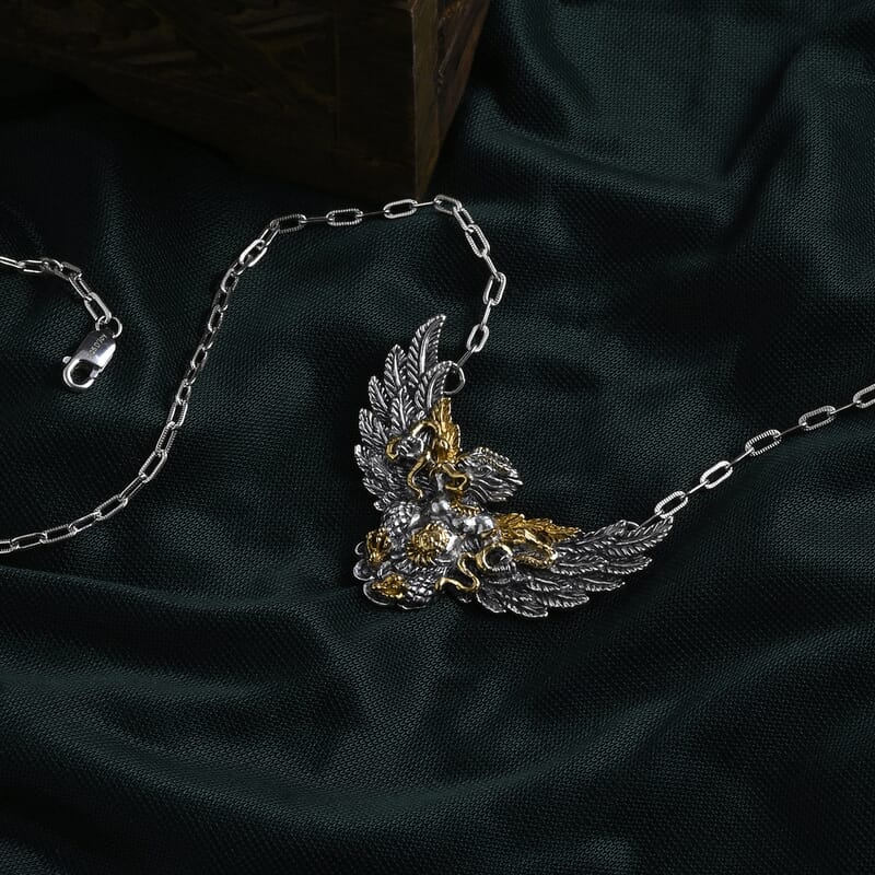 D'Joy Bali Legacy Eagle Necklace in 22K Vermeil Yellow Gold Over Sterling Silver 9.20 Grams 18 Inches