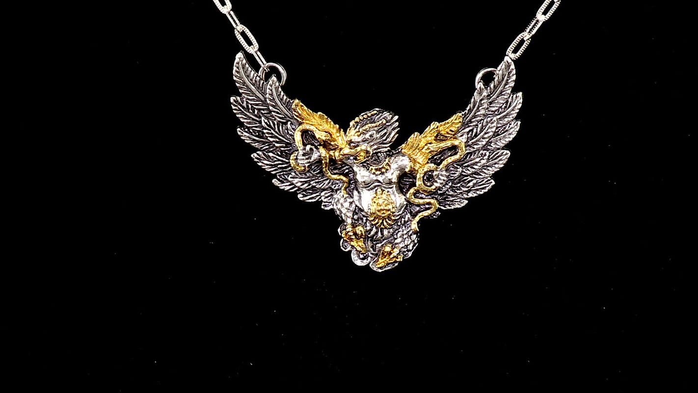 D'Joy Bali Legacy Eagle Necklace in 22K Vermeil YG Over Sterling Silver (18 Inches) 9.20 Grams