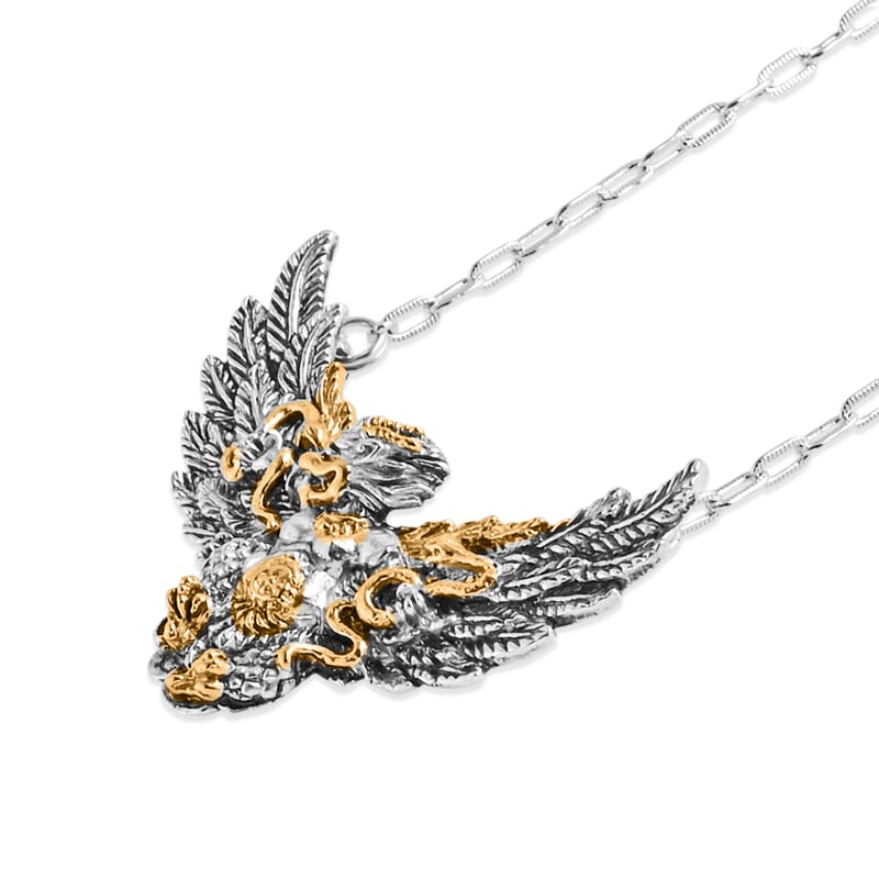 D'Joy Bali Legacy Eagle Necklace in 22K Vermeil Yellow Gold Over Sterling Silver 9.20 Grams 18 Inches