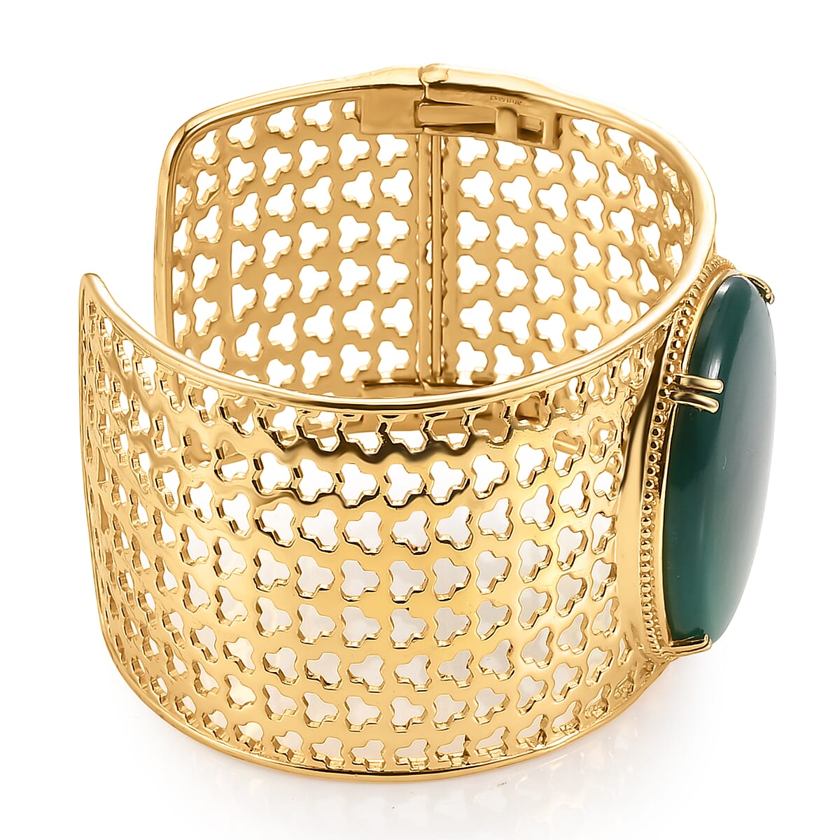 EverTrue Verde Onyx 62.60 ctw Cuff Bangle Bracelet in 18K YG Plated (7.25 In) image number 3