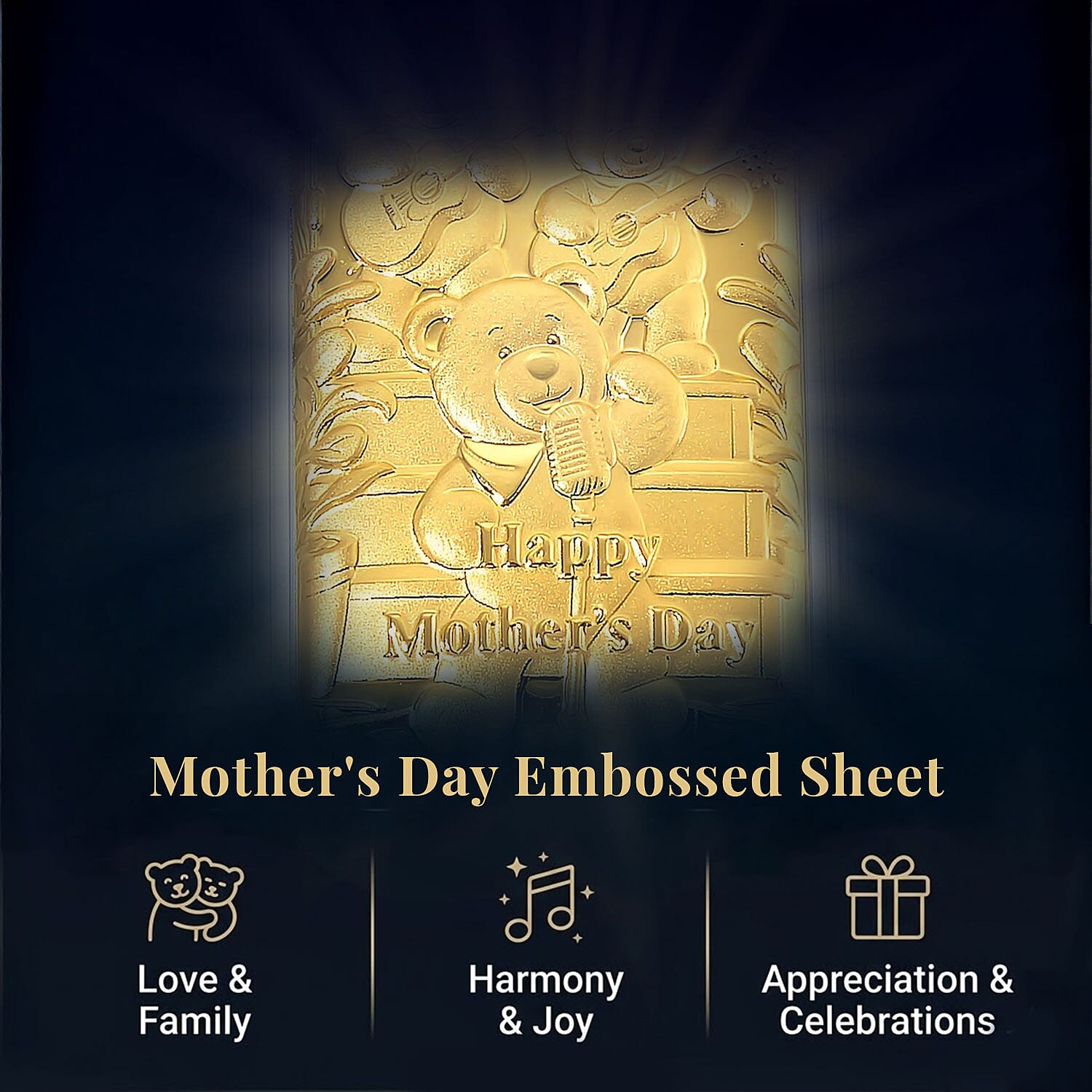 24K Golden Happy Mother's Day Emboss Sheet (31x45.5mm) 10mg