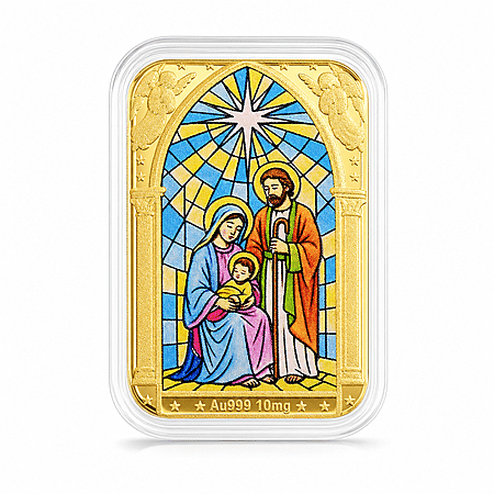 24K Gold Divine Love - Holy Family Blessing Embossed Sheet (31x45.5mm) 10mg - Product card gallery slide 1 (10178481684793)