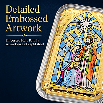 24K Gold Divine Love - Holy Family Blessing Embossed Sheet (31x45.5mm) 10mg - Product card gallery slide 4 (10178481684793)