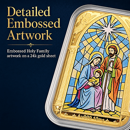 24K Gold Divine Love - Holy Family Blessing Embossed Sheet (31x45.5mm) 10mg - Product card gallery slide 4 (10178481684793)