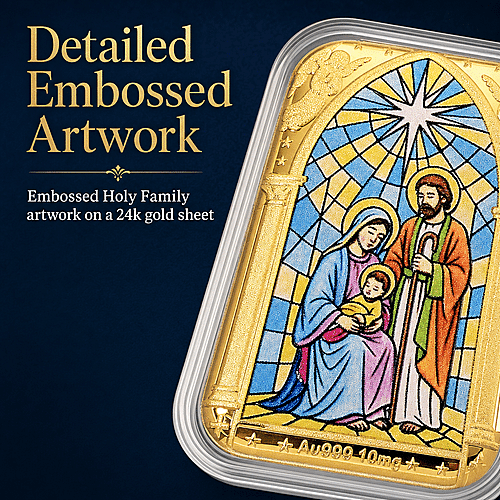 24K Gold Divine Love - Holy Family Blessing Embossed Sheet (31x45.5mm) 10mg - Product card gallery slide 4 (10178481684793)