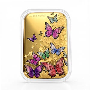 24K Gold Garden of Dreams - Colorful Butterfly Symphony Embossed Sheet (31x45.5mm) 10mg