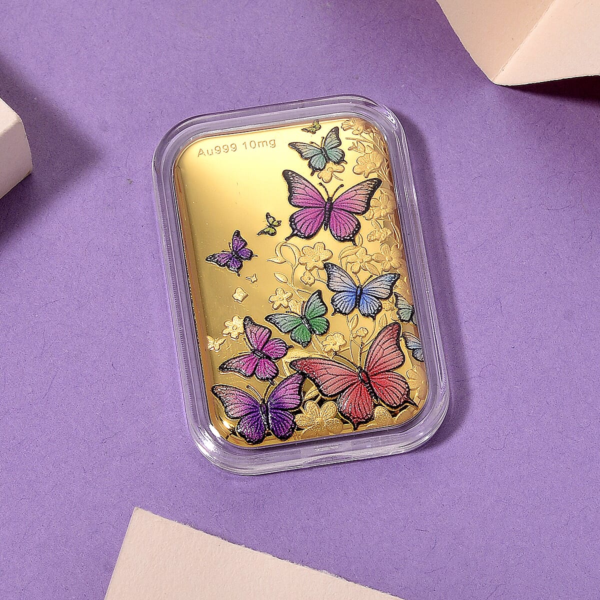 24K Gold Garden of Dreams - Colorful Butterfly Symphony Embossed Sheet (31x45.5mm) 10mg image number 1