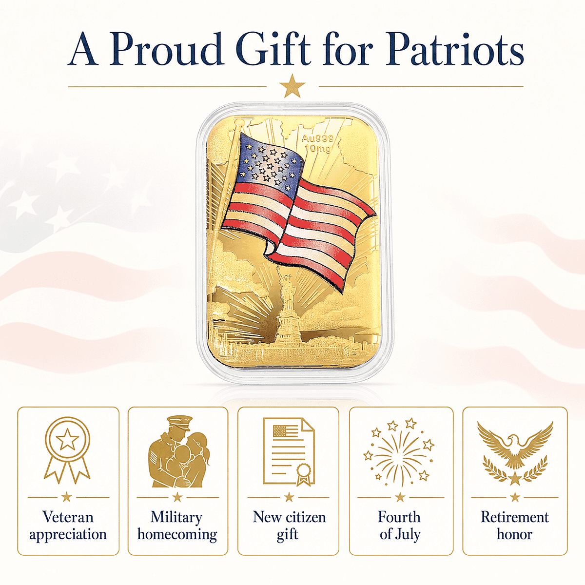 American Glory 24k Gold Embossed Sheet 10mg (Del. In 10-12 Days) image number 5