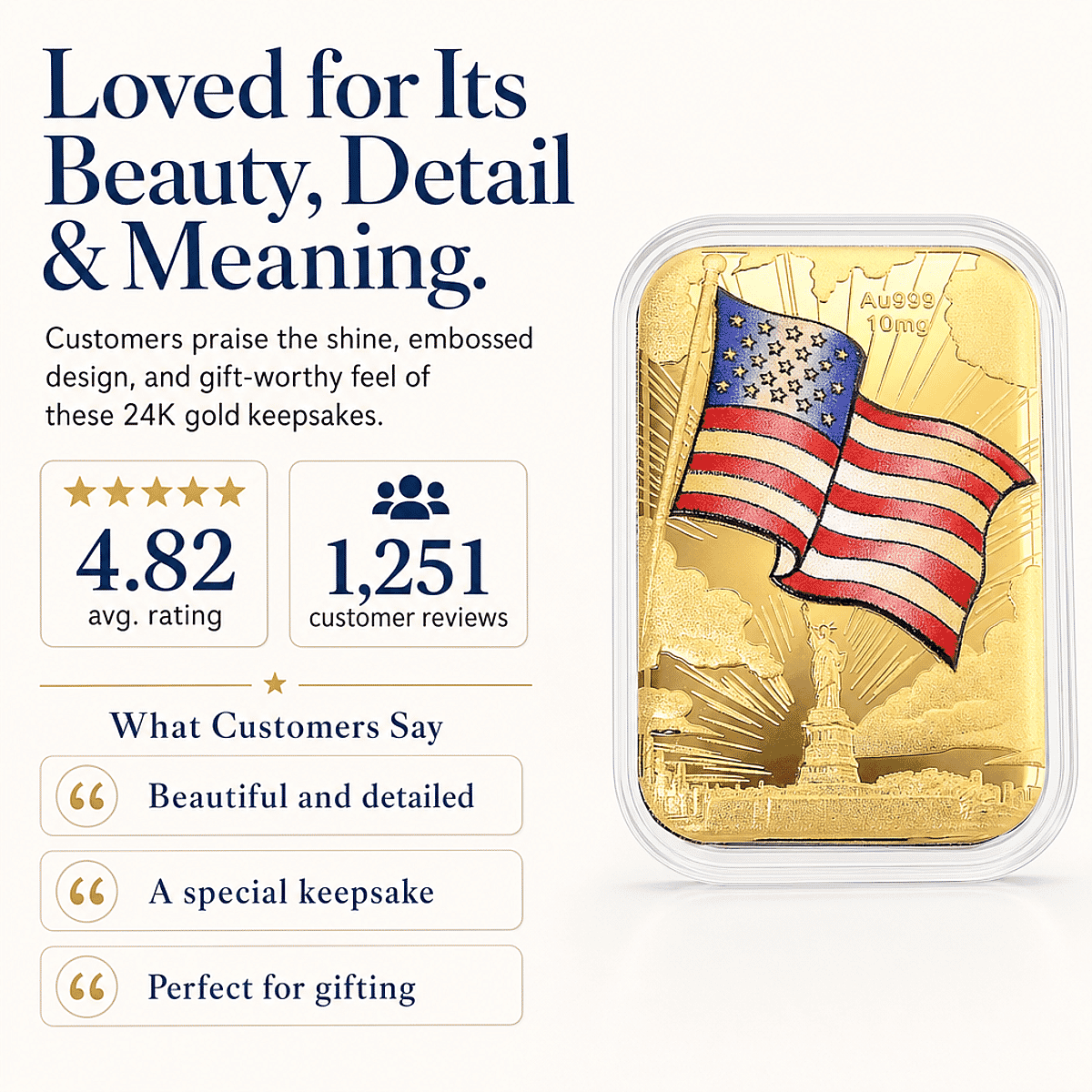 American Glory 24k Gold Embossed Sheet 10mg (Del. In 10-12 Days) image number 6
