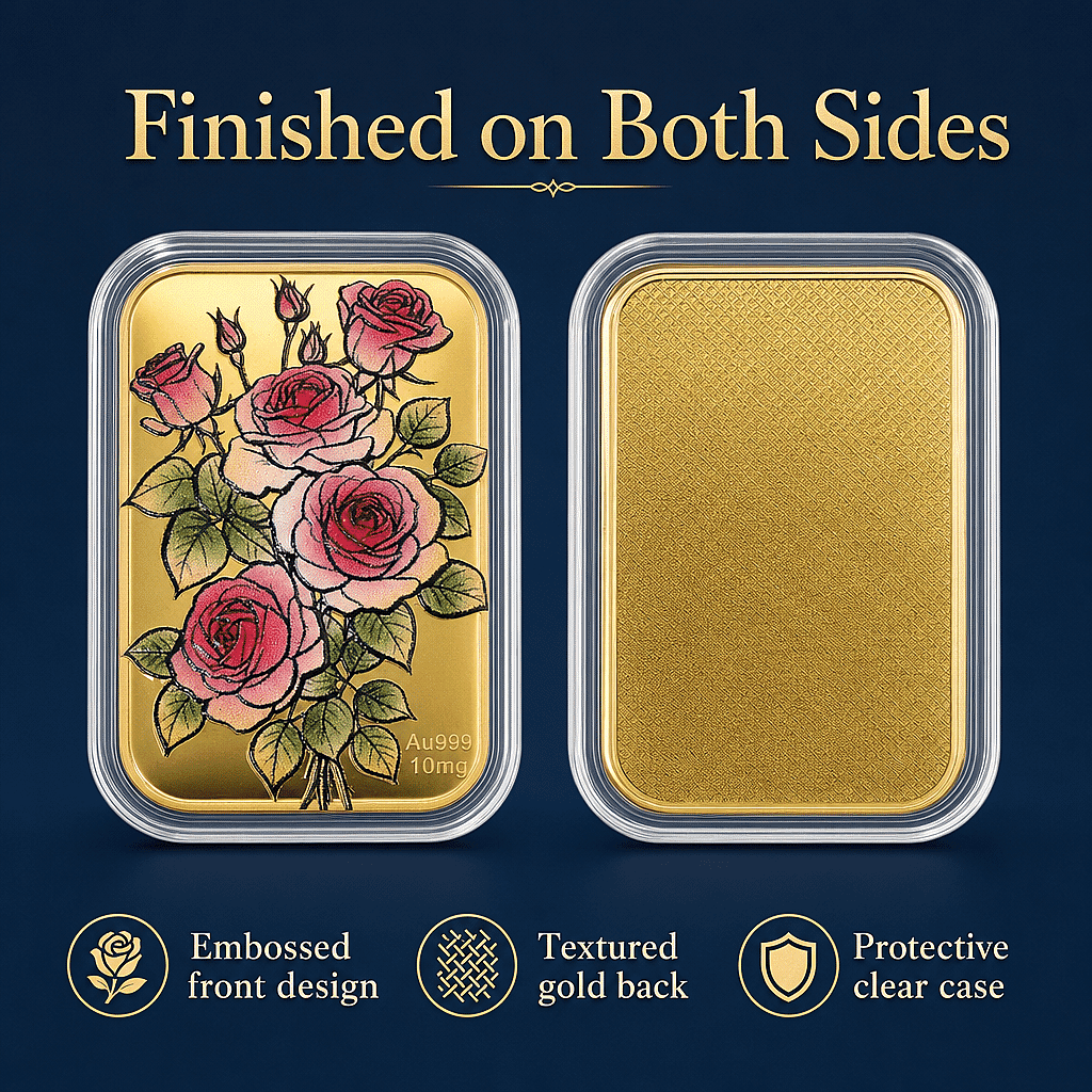 24K Gold Blooming Love - Eternal Rose Garden Embossed Sheet (31x45.5mm) 10mg
