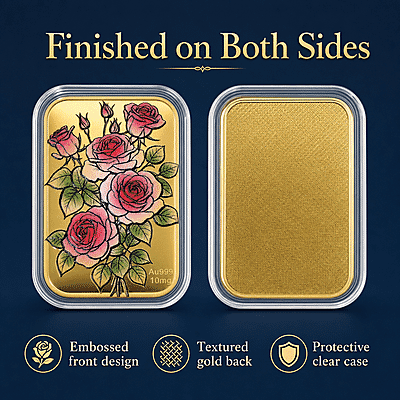 24K Gold Blooming Love - Eternal Rose Garden Embossed Sheet (31x45.5mm) 10mg