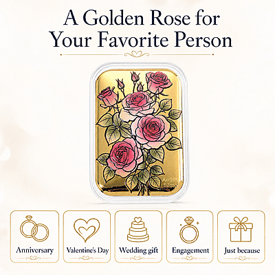 24K Gold Blooming Love - Eternal Rose Garden Embossed Sheet (31x45.5mm) 10mg