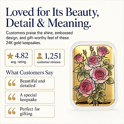 24K Gold Blooming Love - Eternal Rose Garden Embossed Sheet (31x45.5mm) 10mg