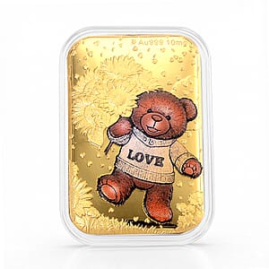 24K Gold Golden Embrace - Teddy Love Story Embossed Sheet  (31x45.5mm) 10mg