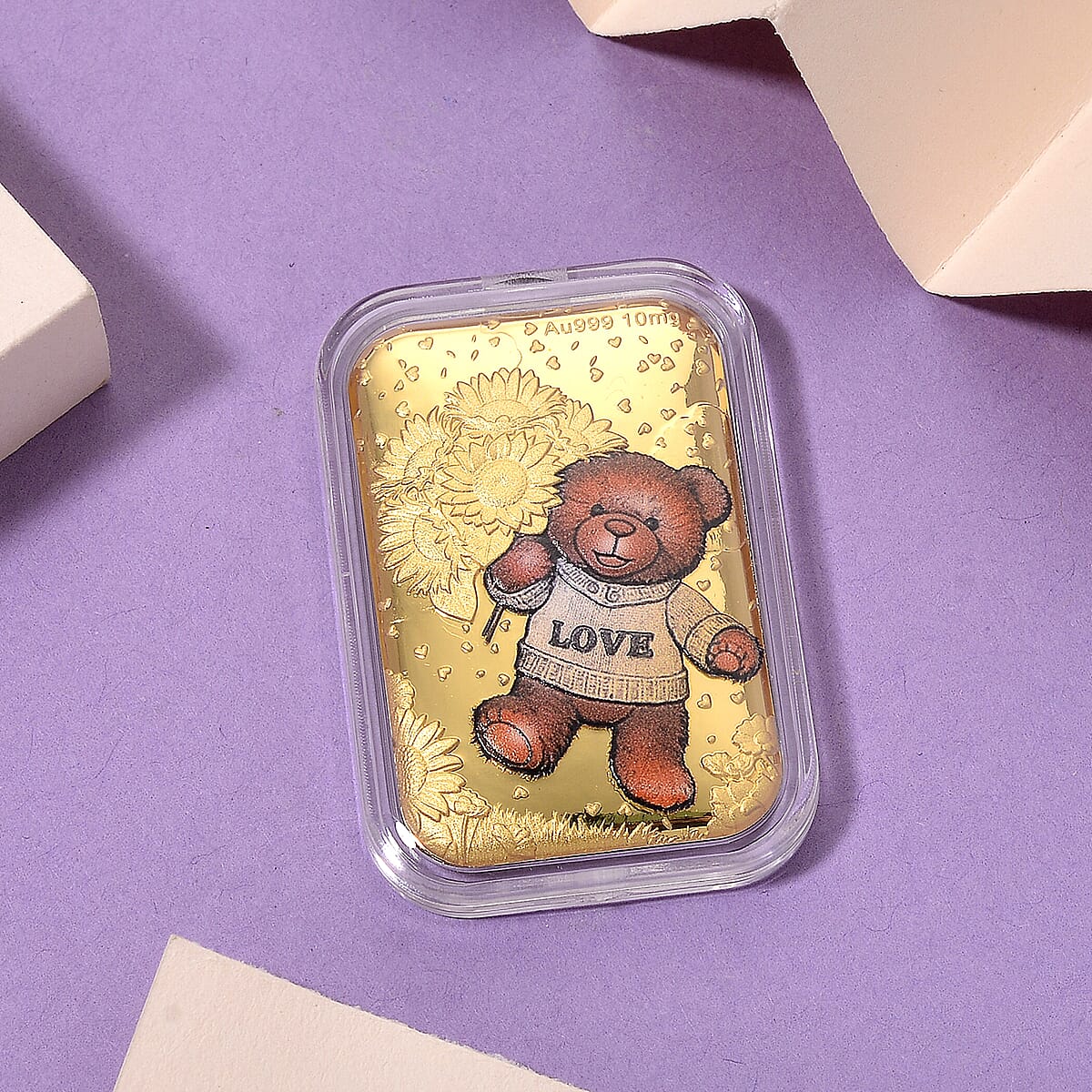 24K Gold Golden Embrace - Teddy Love Story Embossed Sheet  (31x45.5mm) 10mg image number 1