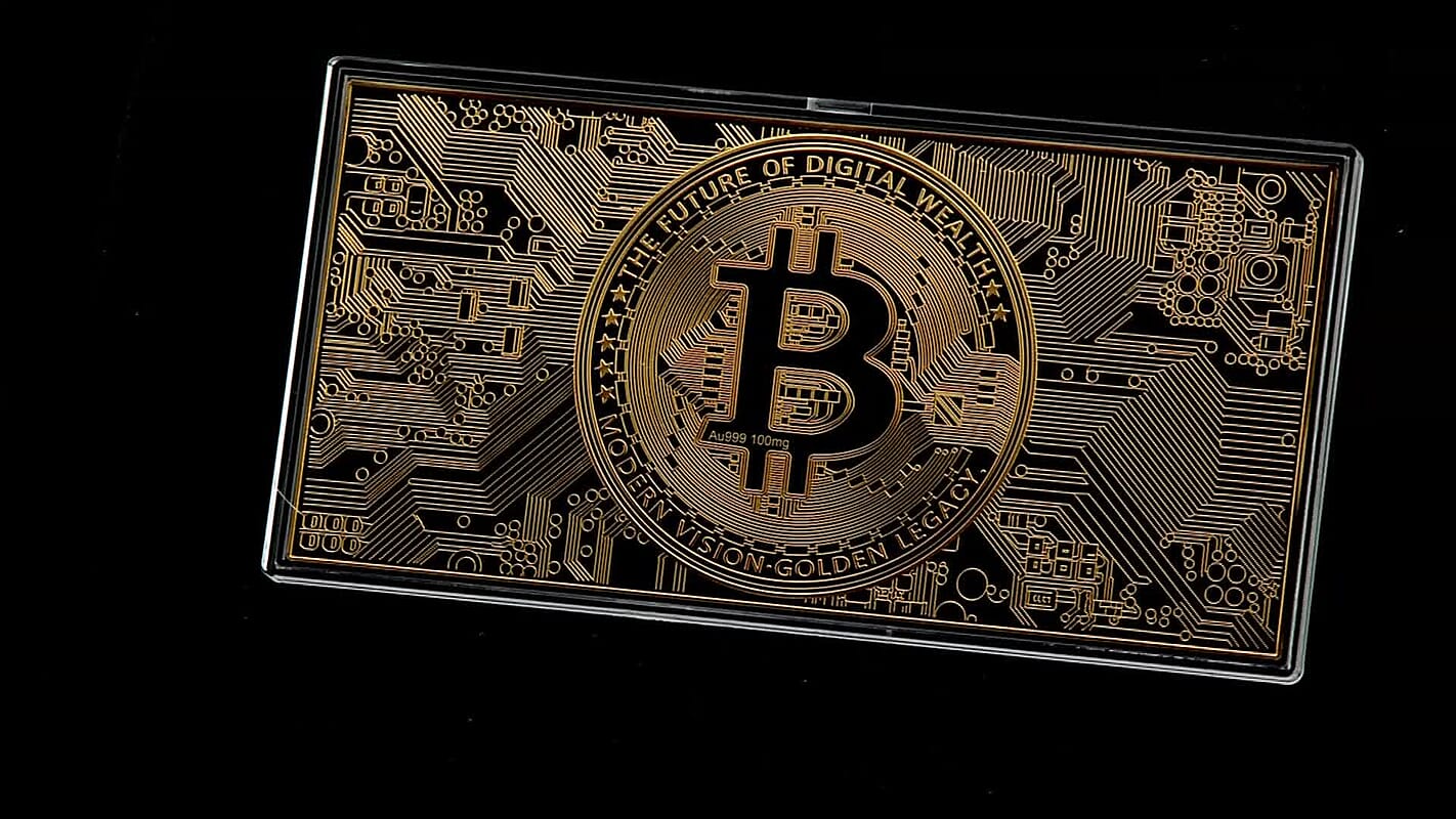 24K Yellow Gold Bitcoin Legacy Embossed Sheet (6.10"x2.95") 100 mg
