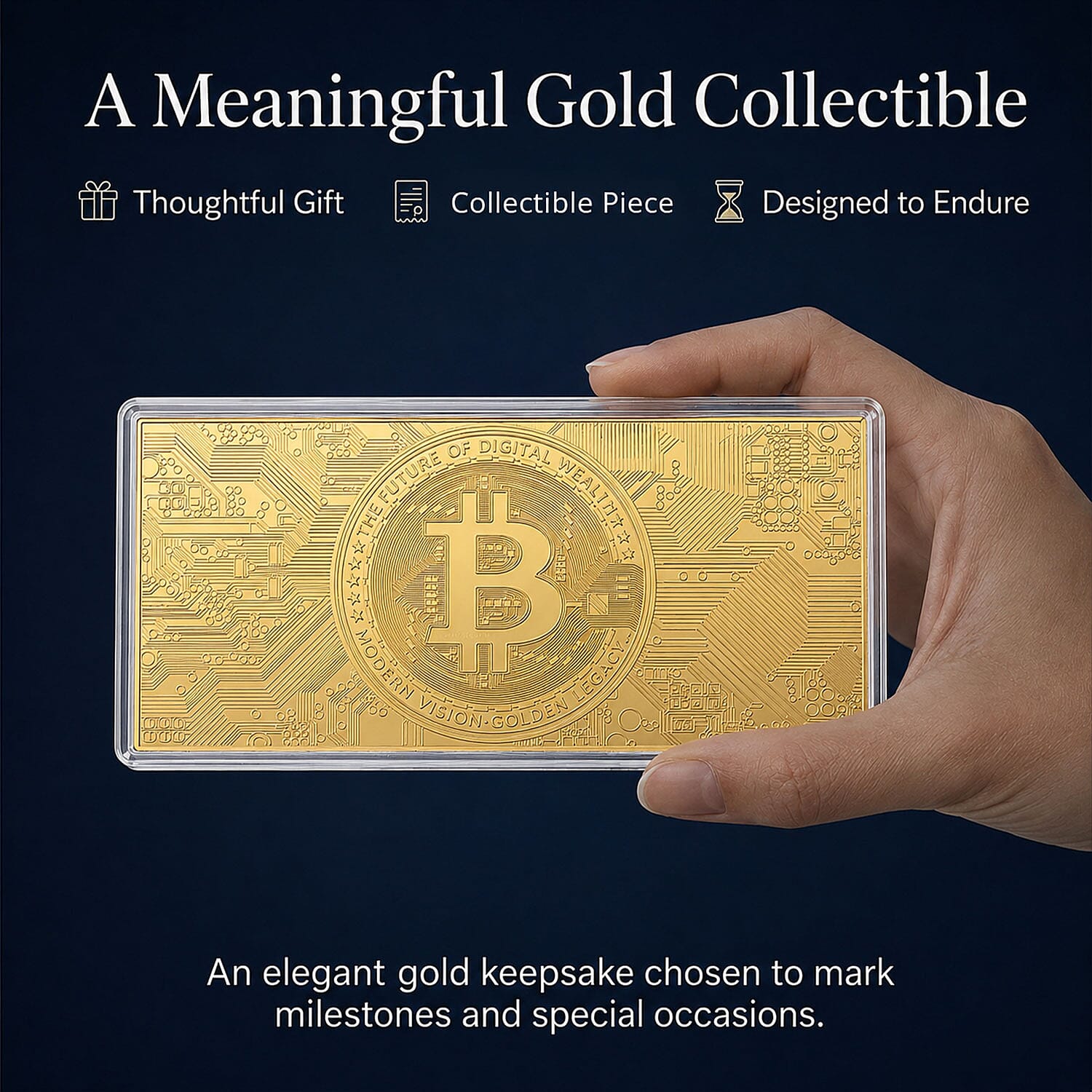24K Yellow Gold Bitcoin Legacy Embossed Sheet 100 mg