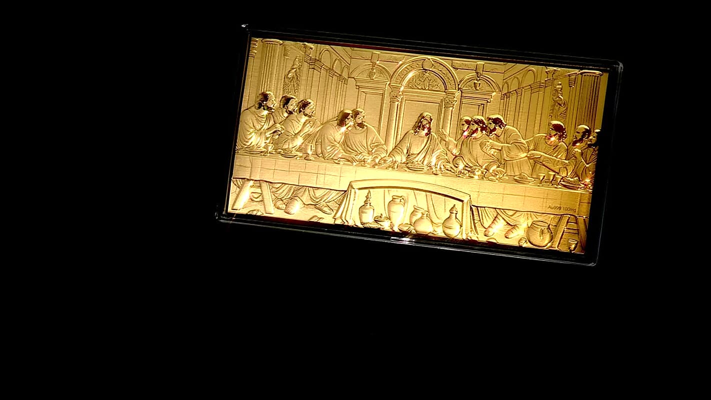 24K Yellow Gold Da Vinci’s Embossed Sheet (15.5x7.5cm) 100mg