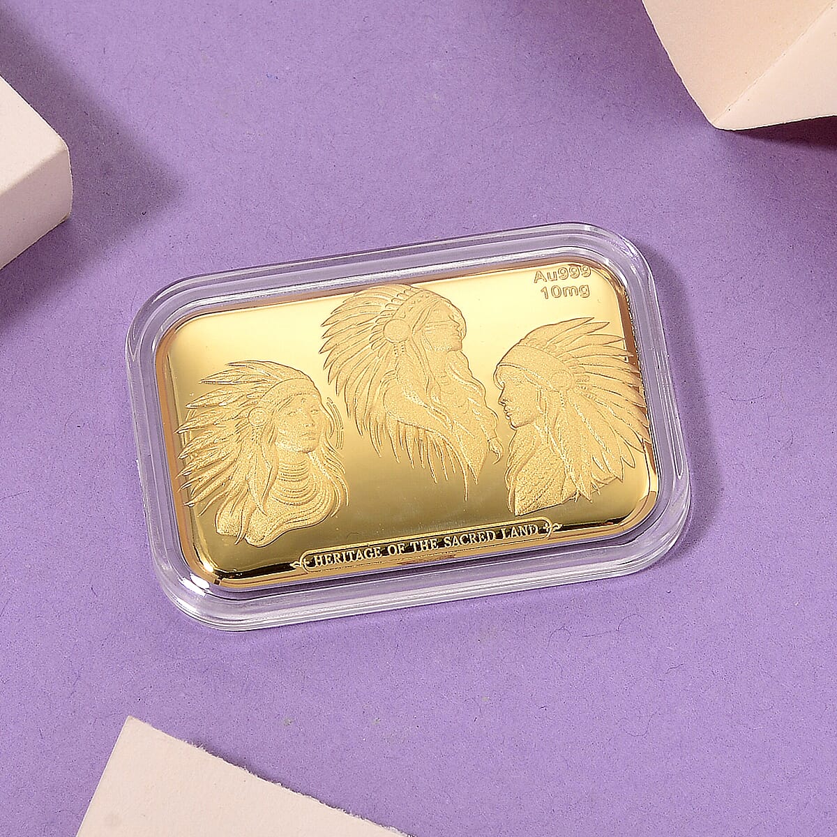 24K Yellow Gold Heritage of the Sacred Land Emboss Sheet (31x45.5mm) 10mg image number 1