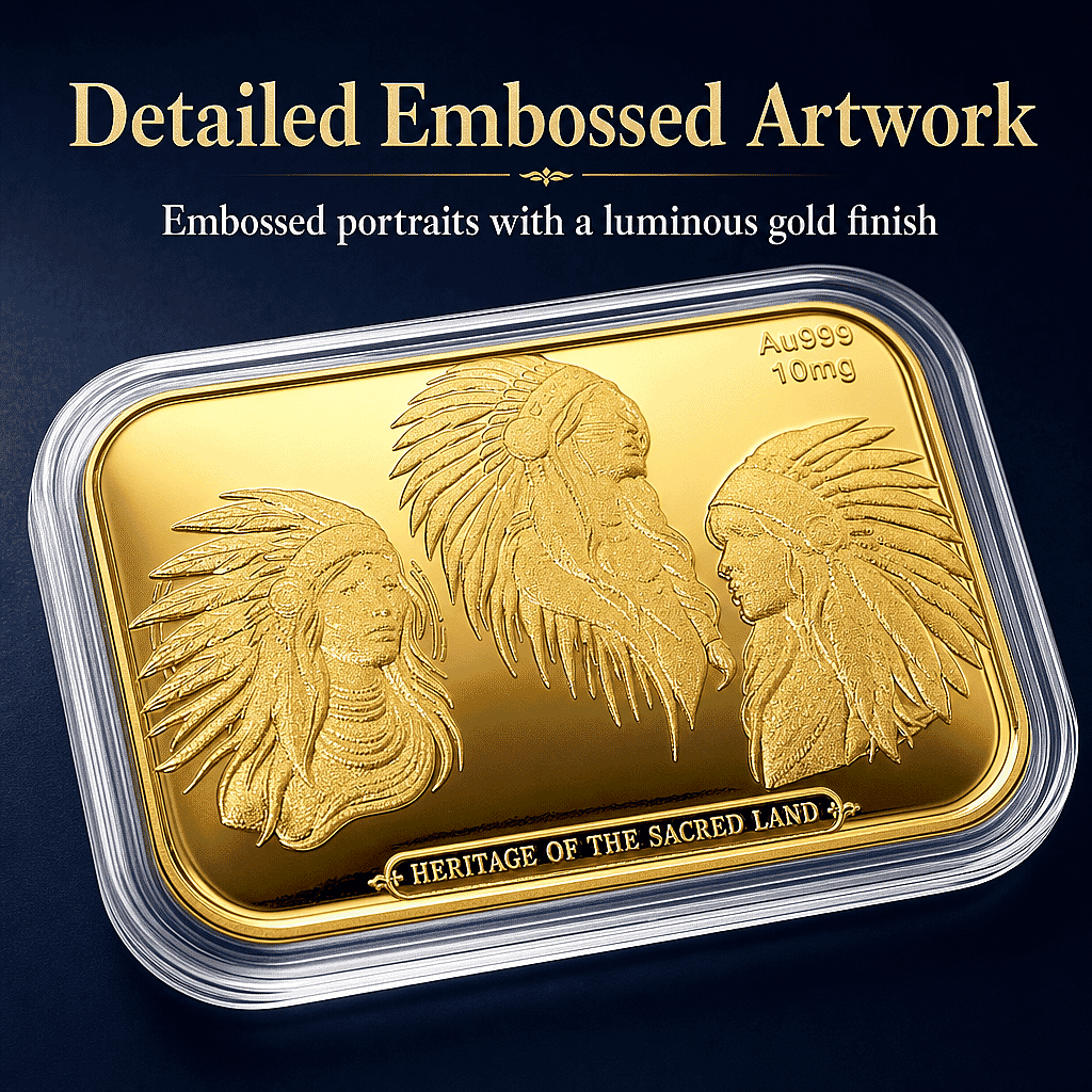 24K Gold Heritage of the Sacred Land – Southwest Style Timeless Spirit Embossed Sheet 10mg