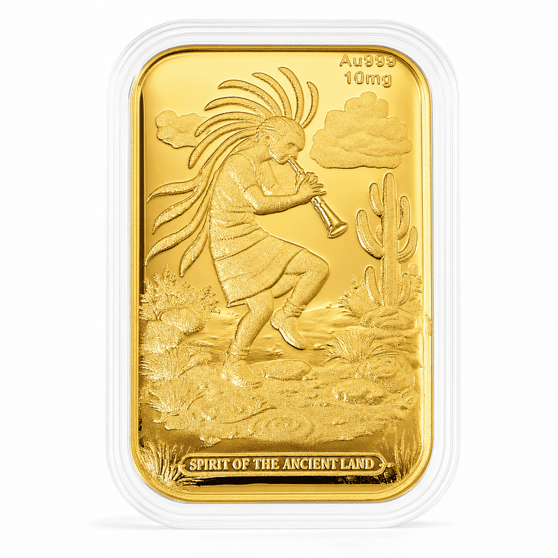 24K Gold Kokopelli – Southwest Style Spirit of the Ancient Land Heritage Tribute Embossed Sheet 10mg