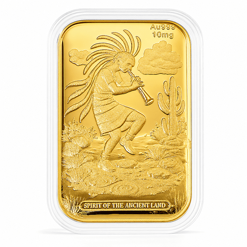24K Gold Kokopelli – Southwest Style Spirit of the Ancient Land Heritage Tribute Embossed Sheet 10mg