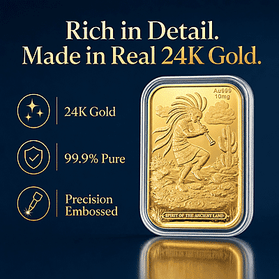 24K Gold Kokopelli – Southwest Style Spirit of the Ancient Land Heritage Tribute Embossed Sheet - Product card gallery slide 2 (10178481946937)