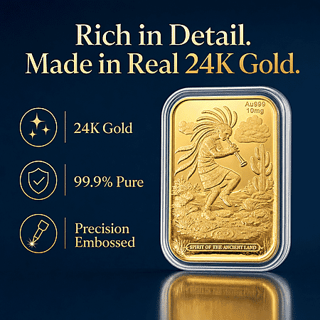 24K Gold Kokopelli – Southwest Style Spirit of the Ancient Land Heritage Tribute Embossed Sheet - Product card gallery slide 2 (10178481946937)