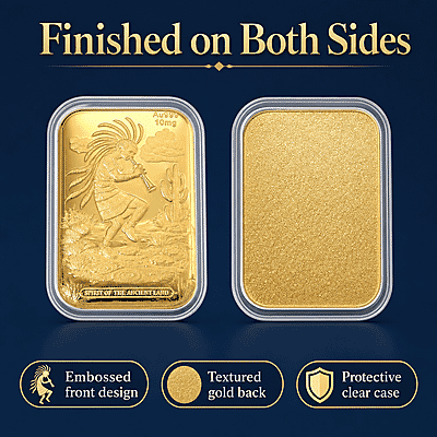 24K Gold Kokopelli – Southwest Style Spirit of the Ancient Land Heritage Tribute Embossed Sheet 10mg