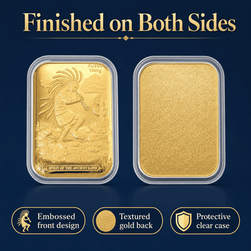 24K Gold Kokopelli – Southwest Style Spirit of the Ancient Land Heritage Tribute Embossed Sheet 10mg
