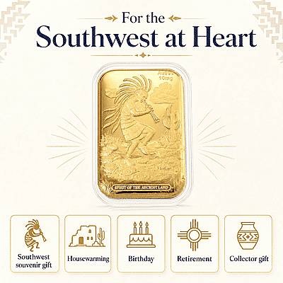 24K Gold Kokopelli – Southwest Style Spirit of the Ancient Land Heritage Tribute Embossed Sheet 10mg