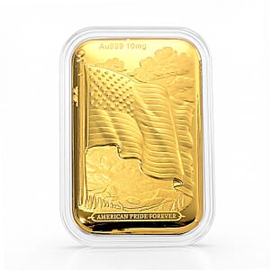 24K Gold American Pride Forever - U.S. Flag Tribute Embossed Sheet (31x45.5mm) 10mg