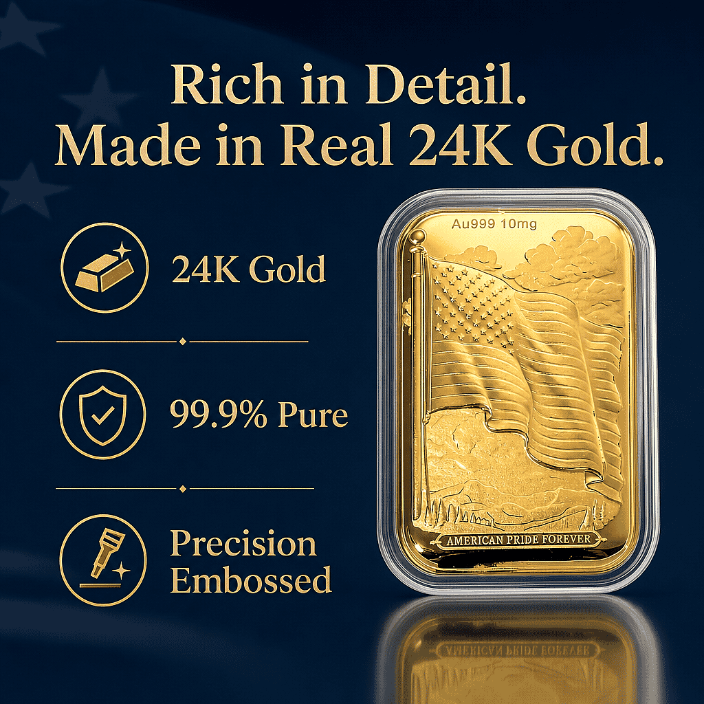 U.S. Flag 24k Gold Embossed Sheet 10mg