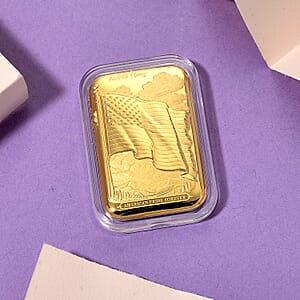 24K Gold American Pride Forever - U.S. Flag Tribute Embossed Sheet (31x45.5mm) 10mg