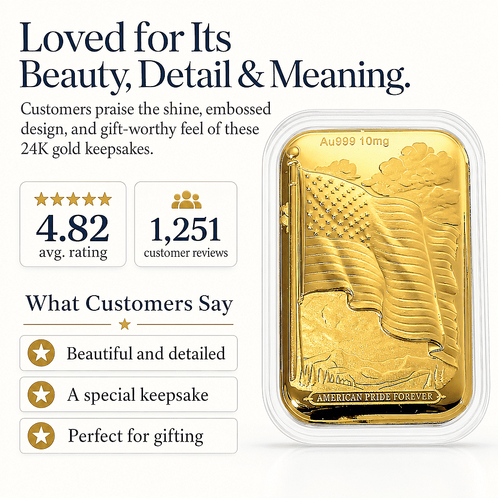 U.S. Flag 24k Gold Embossed Sheet 10mg