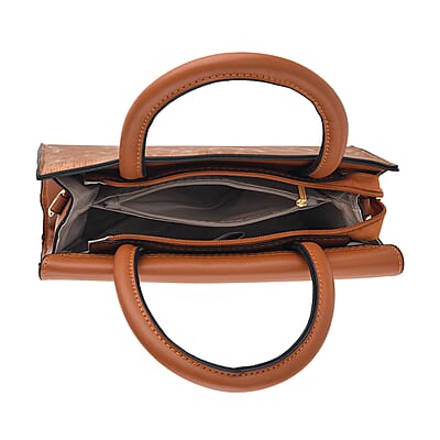 Passage Tan Faux Leather Set of 2 Crossbody Bag with Shoulder Strap