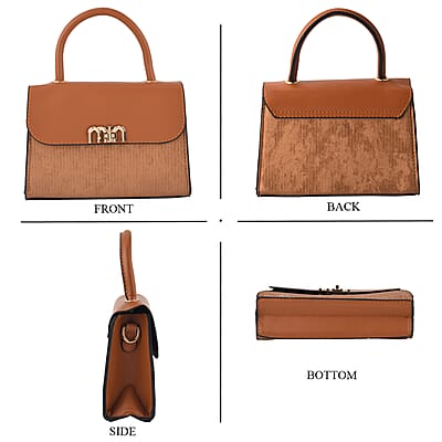 Passage Tan Faux Leather Set of 2 Crossbody Bag with Shoulder Strap