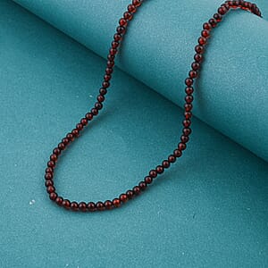 Cherry Amber Beaded Necklace in Sterling Silver 21 Inches 